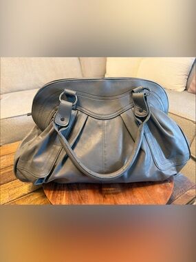 Classic Grey Faux Leather Shoulder Hobo Bag